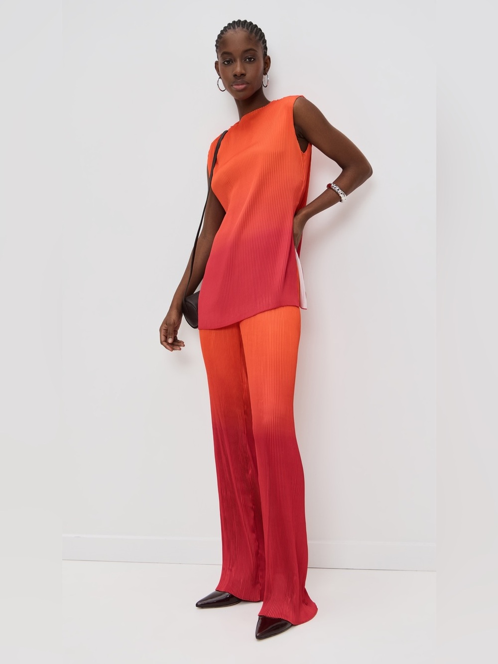 Andrea Iyamah Orange-to-Red Ombre Ribbed Sleeveless Tank